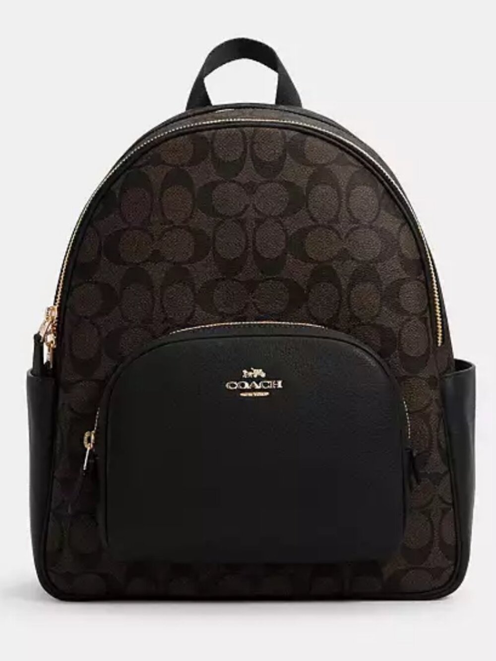 Coach Court Backpack in Signature Canvas Brown Black 5671